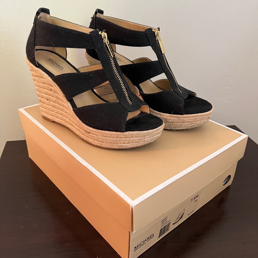 Michael Kors Black Wedge Sandals
